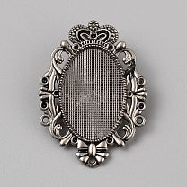 Fermoir cabochon pour cravate bolo en alliage de zinc de style tibétain, diapositives de cravate bolo vierges, accessoires à profil bas, argent antique