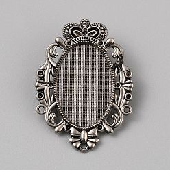 Broches de corbata bolo de aleación de zinc de estilo tibetano con engastes de cabujón, accesorios de perfil bajo con diapositivas de corbata bolo en blanco, plata antigua