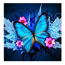 DIY Rectangle Butterfly Theme Diamond Painting Kits, Including Canvas, Resin Rhinestones, Diamond Sticky Pen, Tray Plate and Glue Clay