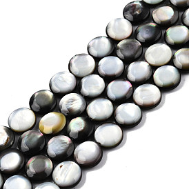 Perlas naturales de concha de labio negro hebras, plano y redondo
