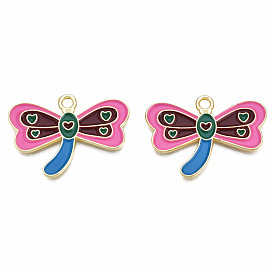 Crémaillère pendentifs en alliage placage, avec l'émail, sans cadmium et sans plomb, libellule