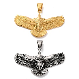 304 Stainless Steel Big Pendants, Eagle Charm