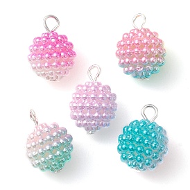 Imitation pendentifs acryliques de perles, avec des épingles à tête plate en fer, sans cadmium et sans plomb, ronde