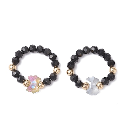 Стеклянные кольца для пальцев, бантом, с латунным