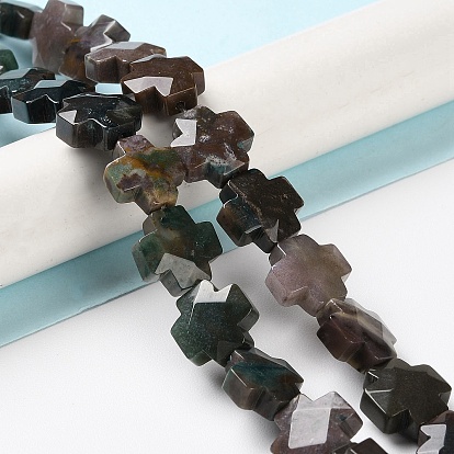 Natural Indian Agate Beads Strands, Faceted, Cross