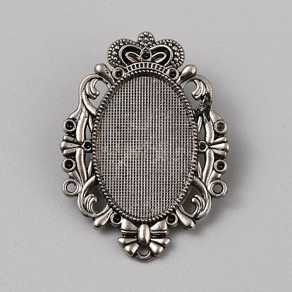 Застежка-кабошон для галстука-боло из цинкового сплава в тибетском стиле, пустые шлепанцы для галстука-боло, низкопрофильные аксессуары, античное серебро