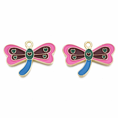 Crémaillère pendentifs en alliage placage, avec l'émail, sans cadmium et sans plomb, libellule