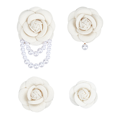 4шт. 4 стили фетровых и металлических значков для лацканов одежды, цветок