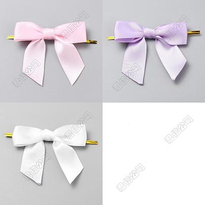 60 piezas 3 colores lazo de poliéster, con bridas de alambre de hierro, para la decoración del partido del caramelo de la boda del papel de regalo de bricolaje