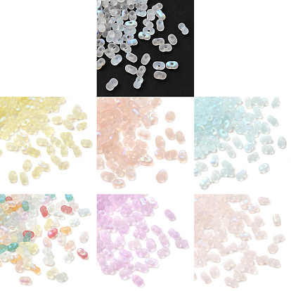 Стеклянный матовый бисер, арахис, с покрытием AB цвета