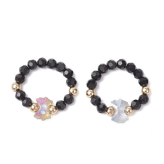 Стеклянные кольца для пальцев, бантом, с латунным