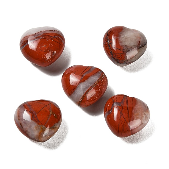 Natural Red Jasper Heart Love Stone, Healing Pocket Palm Stone for Reiki Balancing