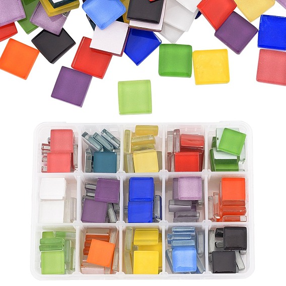Glass Cabochons, Mosaic Tiles, for Home Decoration or DIY Crafts, Square