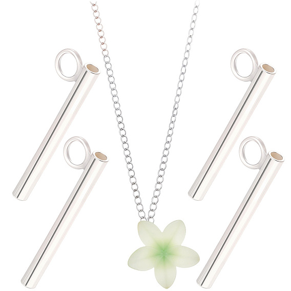 4Pcs 925 Sterling Silver Pin to Pendant Converter, with Silicone Ear Nuts, Brooch to Necklace Converter
