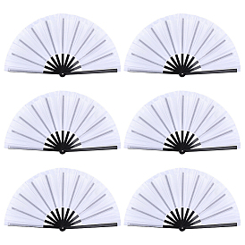 Oxford Cloth & Plastic Folding Fan, for Party Wedding Dancing Decoration, with Velvet Drawstring Bags