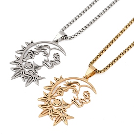 Готика 201 полые ожерелья из нержавеющей стали с подвеской в виде луны и женщины