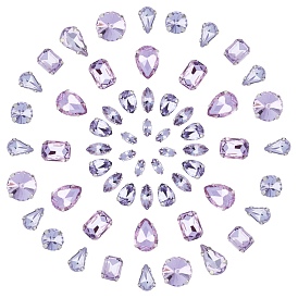 Gorgecraft coser diamantes de imitación, Enlaces multifilares, diamantes de imitación de cristal, con ajustes de puntas de latón, accesorios de prendas de vestir, facetados, formas mixtas
