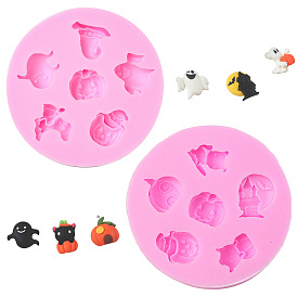 1 набор 2 шт 2 стили хэллоуин тема силиконовые формы для поделок своими руками, череп, привидение и тыква