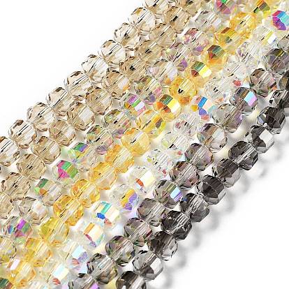 Electroplate Rondelle Glass Beads Strands, Faceted