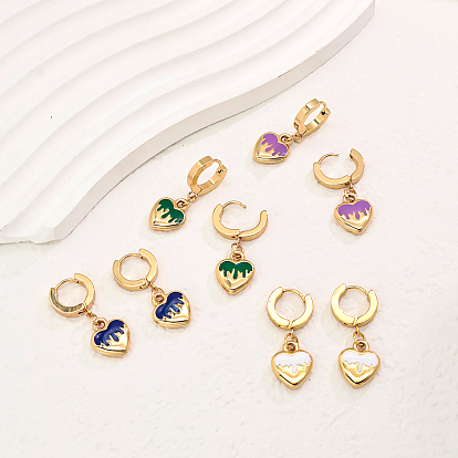 Элегантные серьги-кольца из нержавеющей стали в форме сердца, реальный 18 k позолоченный