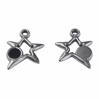 304 Stainless Steel Charms, with Dyed Black Shell, Star