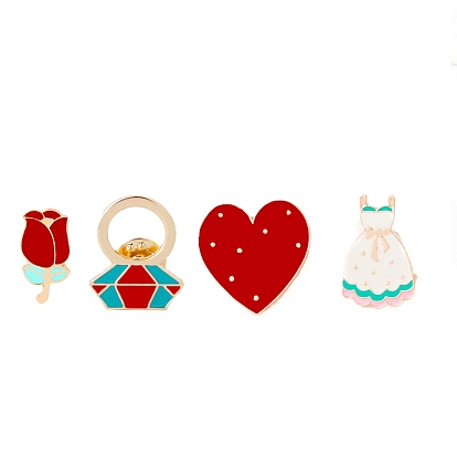 Valentine's Day Theme Alloy Brooches, Enamel Lapel Pin, for Backpack Clothes, Golden