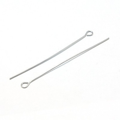 304 Stainless Steel Eye Pin, 50mm, Pin: 0.6mm, Hole: 2mm, about 5000pcs/bag