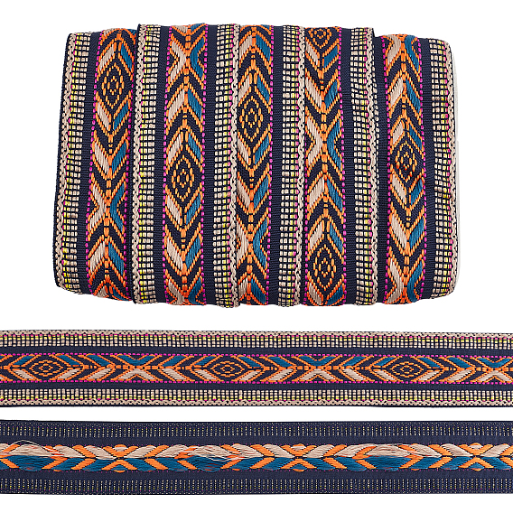 Ethnic Style Polyester Ribbons, Rhombus Pattern