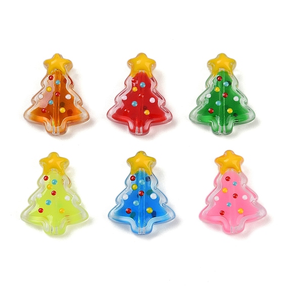 Прозрачные стеклянные эмалевые бусины, Рождественские елки