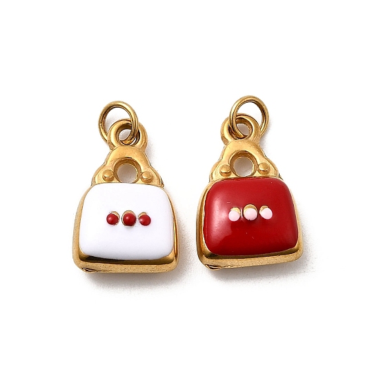 304 Подвески из нержавеющей стали с эмалевым покрытием (IP), подвески в форме сумочки, реальный 18 k позолоченный