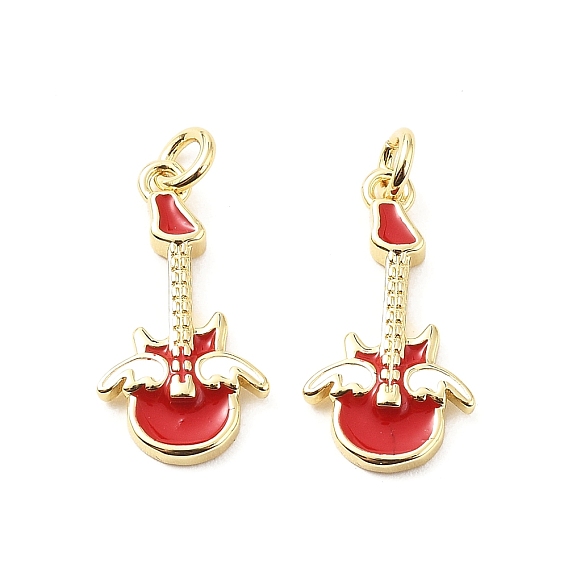 Латунь эмаль подвески, с прыжковых колец, гитарные прелести, стойки покрытие, реальный 18 k позолоченный, без свинца и без кадмия, долговечный