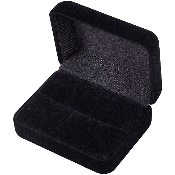Прямоугольные флокированные коробки для упаковки ювелирных изделий, запонок и колец с откидными крышками