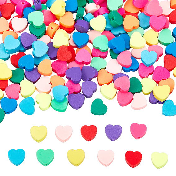 5 Strands Handmade Polymer Clay Beads Strands, Heart