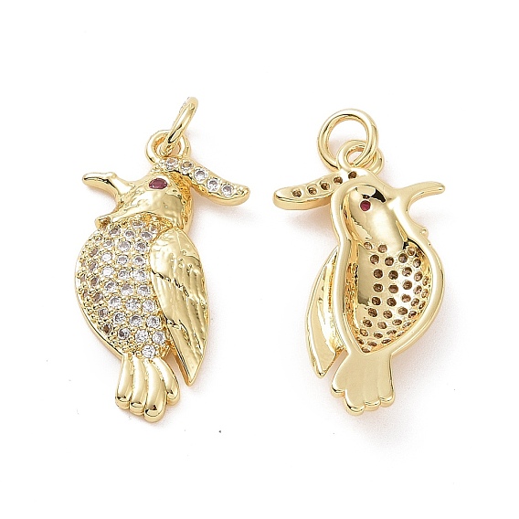Brass Micro Pave Cubic Zirconia Pendants, Bird Charm