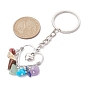 Alloy Heart Charm Keychains, with Natural & Synthetic Gemstone Chip