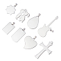 PandaHall Elite 201 Stainless Steel Heart Stamping Blank Tag Pendants, Mixed Shapes