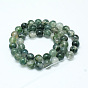 Natural Moss Agate Bead Strands, Round, Grade A