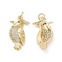Brass Micro Pave Cubic Zirconia Pendants, Bird Charm