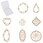 Brass Wire Wrapped Pendants, with Crystal Rhinestone and ABS Plastic Imitation Pearl, Mixed Shapes