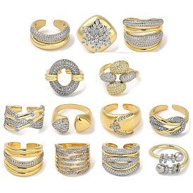 Кольца на палец из латуни с микро-паве и кубическим цирконием для женщин, без кадмия и без свинца, долговечный