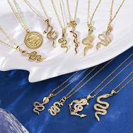 Латунные микропаве кубические цирконии ожерелья с подвеской в виде змеи