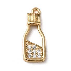 Brass Micro Pave Cubic Zirconia Pendants, Bottle Charm
