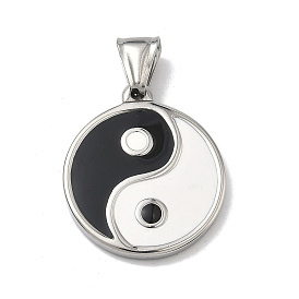 304 подвески из нержавеющей стали, амулеты тайцзи/инь-ян, с эмалью
