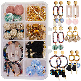 SUNNYCLUE DIY Earring Making, with Handmade Cloth Fabric Covered Pendants and Metal Earring Findings