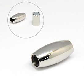 304 fermoirs magnétiques en acier inoxydable avec extrémités à coller, placage ionique (ip), baril, 21x10mm, Trou: 5mm
