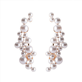 Fashionable Metal Pearl Long Earrings - Elegant, Minimalist, Statement Jewelry.