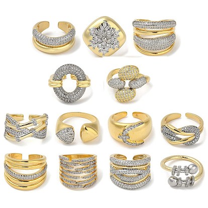 Кольца на палец из латуни с микро-паве и кубическим цирконием для женщин, без кадмия и без свинца, долговечный