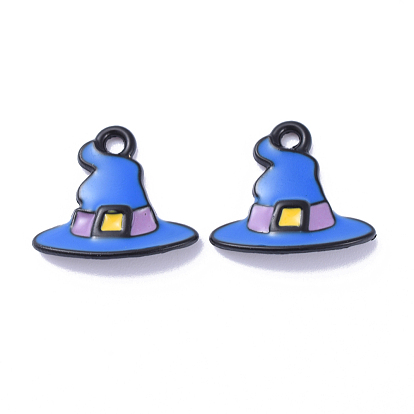 Alloy Enamel Charms, Witch Hat Charms, Magic Hat, for Halloween