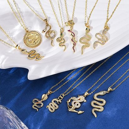 Латунные микропаве кубические цирконии ожерелья с подвеской в виде змеи