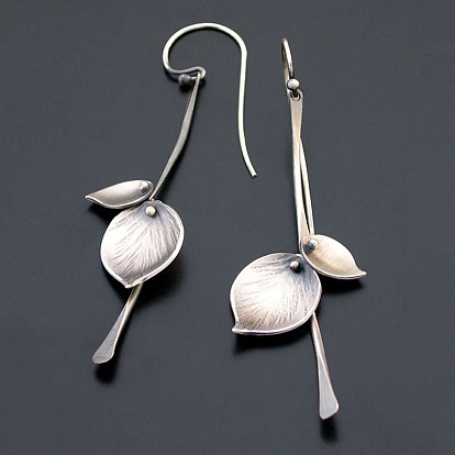Minimalist Plant Leaf Earrings - Metal Petal Pendant, Dangling Style